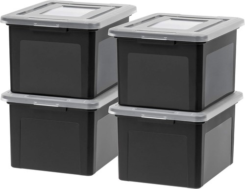 Plastic file box with lid - plastic, for